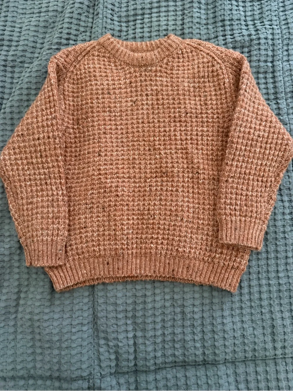 ZARA Chunky Knit Crewneck Sweater in Rust Orange